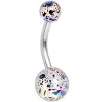 Body Candy Stainless Steel Iridescent White Acrylic Big Bottom Ball Co