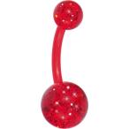 Body Candy Red Bioplast Glitter Acrylic Ball Belly Button Ring