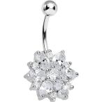 Body Candy Stainless Steel Clear Sunburst Flower Belly Ring 14 Gauge 7