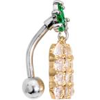 Body Candy Steel Clear Green Accent Princess Pineapple Top Mount Belly