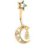 Body Candy Anodized Stainless Steel Aurora Accent Royal Moon and Star