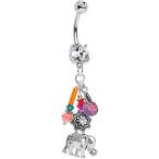 Body Candy Steel Clear Handcrafted Lucky Elephant Dangle Belly Ring Cr
