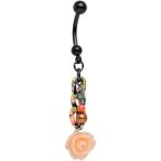 Body Candy Handcrafted Black Anodized Peach Rose Dangle Belly Ring Cre