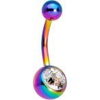 Body Candy Anodized Titanium Steel Clear Accent Color Multi Belly Ring