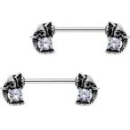 Body Candy Steel Clear Accent Elephants Treasure Barbell Nipple Ring S