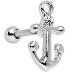 Body Candy Stainless Steel Barbell Clear Accent Settle Down Anchor Car