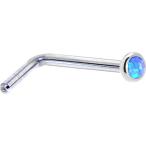 Body Candy Solid 14k White Gold 2mm Blue Synthetic Opal L Shaped Nose