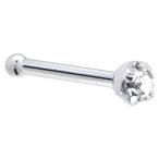 Solid 14k White Gold 2mm Clear Cubic Zirconia Nose Stud Bone 20 Gauge