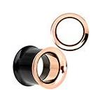 Body Candy Black and Rose Gold PVD Steel Two Tone Screw Fit Tunnel Plu