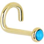 Body Candy Solid 14k Yellow Gold 2mm Turquoise Left Nose Stud Screw 18