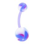Body Candy Bioplast Light Blue Floral Swirl Acrylic Ball Belly Ring