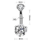 14g Surgical Steel CZ Belly Button Ring Navel Rings Dangle Flower Rose