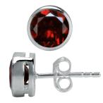 1.84ct. Natural January Birthstone Garnet 925 Sterling Silver Stud Ear