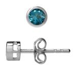 3MM Extra Petite Genuine London Blue Topaz 925 Sterling Silver Bezel S