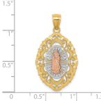 14k Tri Color Yellow White Gold Our Lady Of Guadalupe Pendant Charm Ne