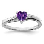 925 Sterling Silver Purple Amethyst Diamond Band Ring Size 6.00 S/love
