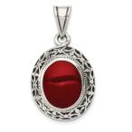 925 Sterling Silver Carnelian Pendant Charm Necklace Natural Stone Fin