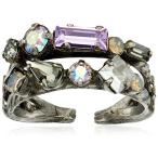 Sorrelli Purple Lotus Delicate Multi-Cut Double Band Adjustable Ring