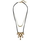 Lucky Brand Leather Floral Layer Necklace, Gold, One Size