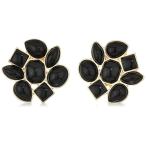 T Tahari Womens Marina Club Clip On Earrings With Stones, Gold/Jet, On