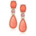 Anne Klein Women's Gold Tone and Pink Multi Stone Post Drop Earrings