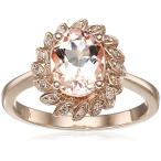 10k Rose Gold Morganite and Diamond Flower Halo Ring (0.07 cttw, H-I C