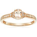 10k Rose Gold Morganite Oval and Diamond Solitaire Stackable Ring (1/1