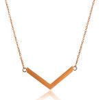 ELYA Rose Gold Plated Polished Chevron Stainless Steel Pendant Necklac