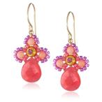 Miguel Ases Small Swarovski Center Pink Coral and Dyed Red Quartzite M