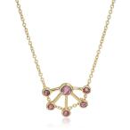 Rebecca Minkoff Gem Stone Fan Gold With Purple Pendant Necklace, 17" +