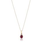 10k Rose Gold Rhodolite and Created White Sapphire Pear Halo Pendant N