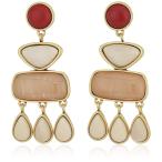 Lucky Brand Womens Set Stone Statement Earrings, Gold, One Size
