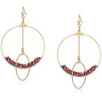 Panacea Women's Pink Multi Crystal Beaded Layered Circle Hoop Earrings