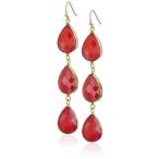 Panacea Women's Red Teardrop Stone Linear Drop Earrings, Red/Blue, 3