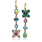 Betsey Johnson (Gbg) Butterfly &amp; Mixed Stone Mismatched Linear Earring