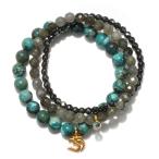 Satya Jewelry Turquoise, Labradorite, Hematite Gold Plate Om Stretch B