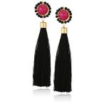 Panacea Purple And Black Tassel Drop Earrings