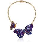 Betsey Johnson (GBG) Butterfly Hinged Collar Necklace, Purple, One Siz