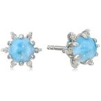 Sterling Silver Larimar Halo Stud Earrings