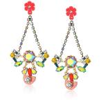 Betsey Johnson Womens Granny Chic Colorful Chandlier Drop Earrings, Pi