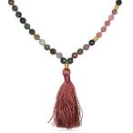 Satya Jewelry Women's Fancy Jasper Gold Moon Mala Tassel Necklace 40-I
