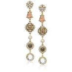 badgley mischka floral and crystal duster drop earrings