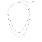 Chaps Women's Double Strand Bead Strand Necklace, Silver