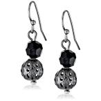 1928 Jewelry Black Ball Dangle Earrings