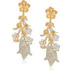 Badgley Mischka Women's Drama Pave Flower Crystal Gold Clip On Earring