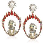 Betsey Johnson Jewelry Women's Ring of Fire Dog Drop Earrings, Orange,