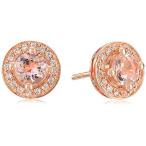 Rose Gold-plated Silver Morganite Round Halo Stud Earrings