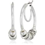 Napier Women's Silver-Tone With Light Antique Hoop Earrings