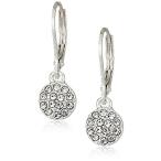 Chaps Women's Pave Disc Drop Leverback Drop Earrings, Silver