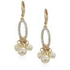 Anne Klein Women's Gold Tone Pearl Shaky Drop Earrings, Pearl, One Siz